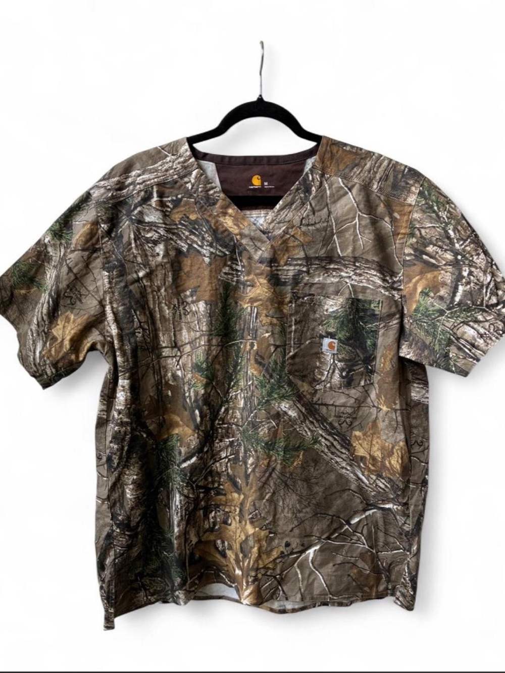Carhartt Men's Realtree Camo Short-Sleeve Scrub top Work Shirt M healthcare